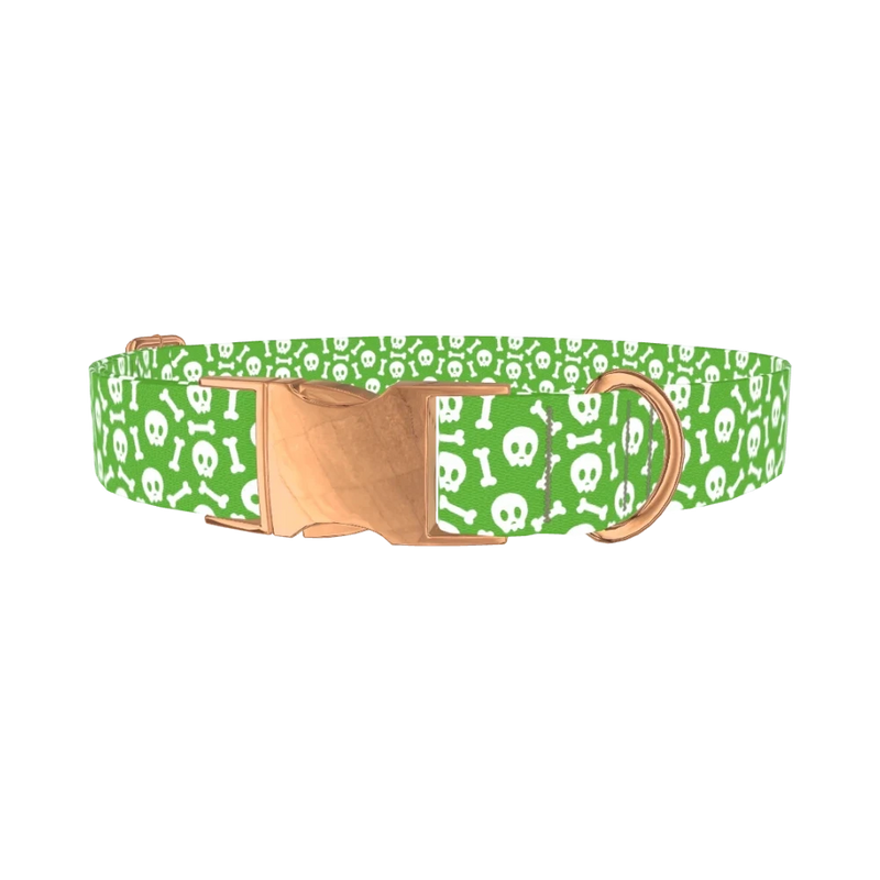 Halloween Skull Dog Collar - metal rose gold