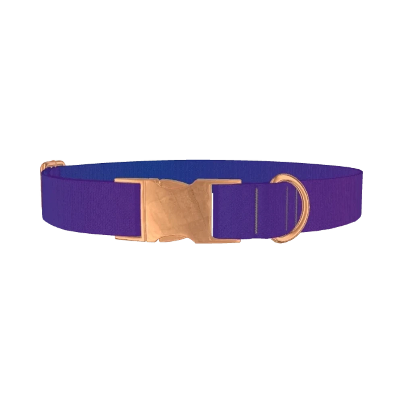 Blue Purple Gradient Dog Collar - metal rose gold