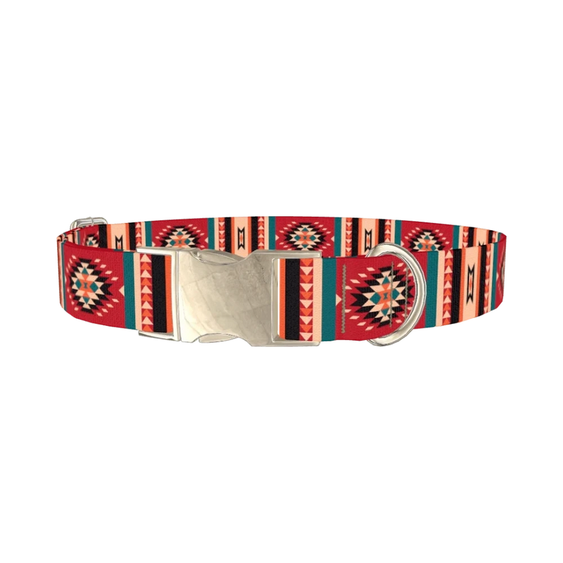 Tribal Geometric Dog Collar - metal silver