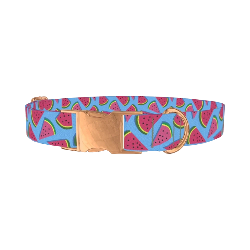 Geometric Watermelon Dog Collar - metal rose gold