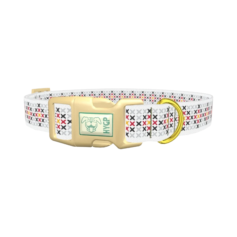 Colorful Cross Stitch Dog Collar - plastic gold