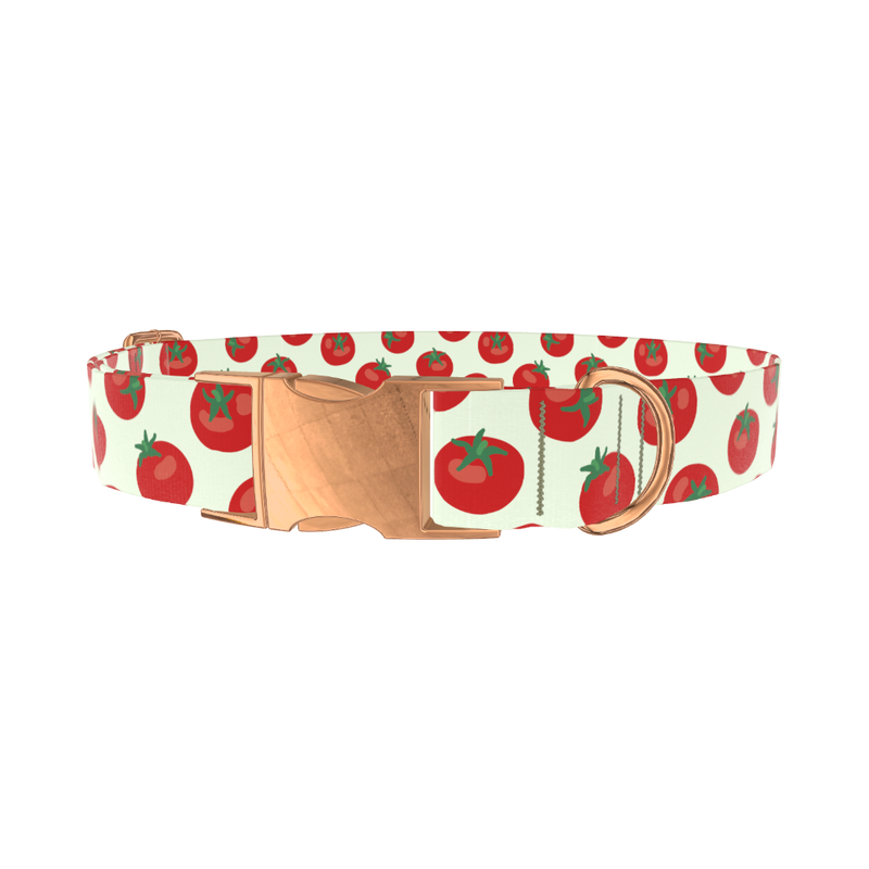 Tomato Pattern Dog Collar - metal rose gold