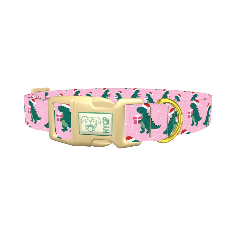 Christmas Dino Dog Collar - plastic gold