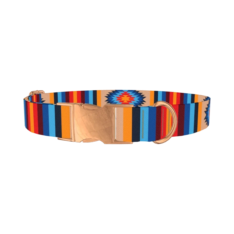 Aztec Geometric Dog Collar - metal rose gold