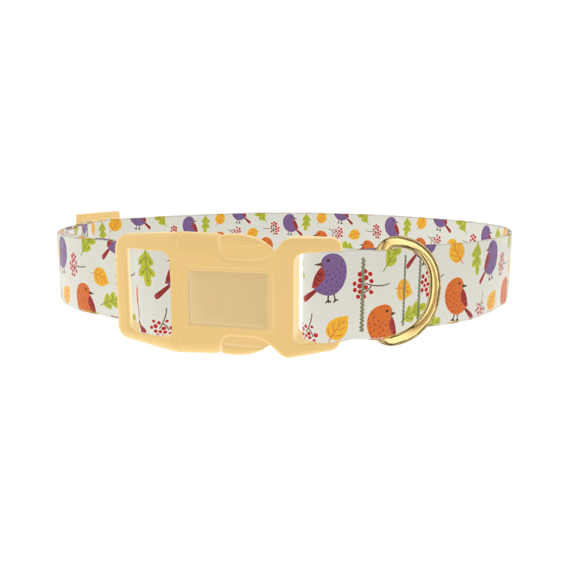 Autumn Bird Dog Collar - plastic gold