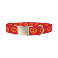 Red Pretzel Dog Collar - metal silver