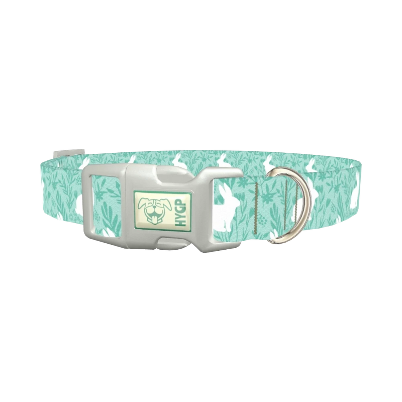Wildflower Bunny Dog Collar - plastic silver