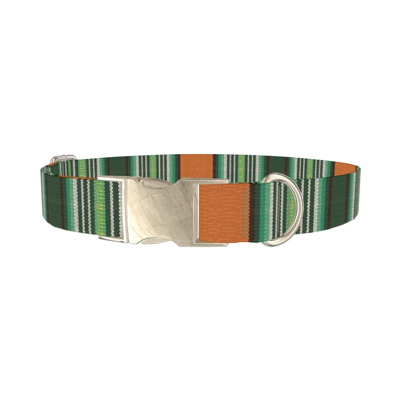 Woven Stripe Dog Collar - metal silver