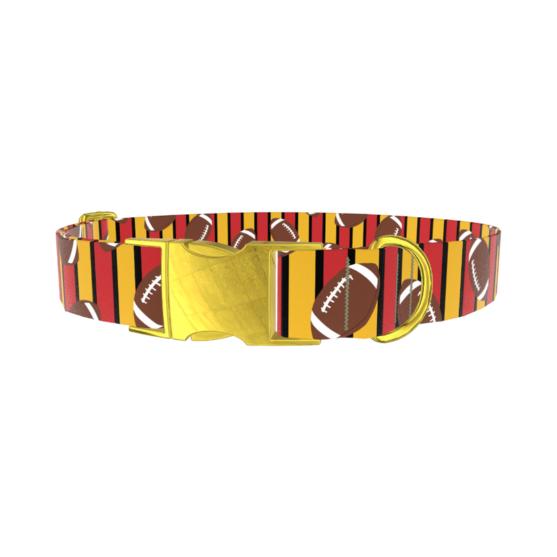 Football Stripe Dog Collar - metal gold