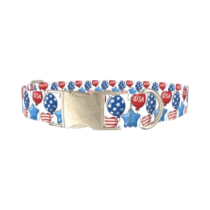 Patriotic Balloon Dog Collar - metal silver
