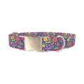 Floral Ditsy Dog Collar - metal silver