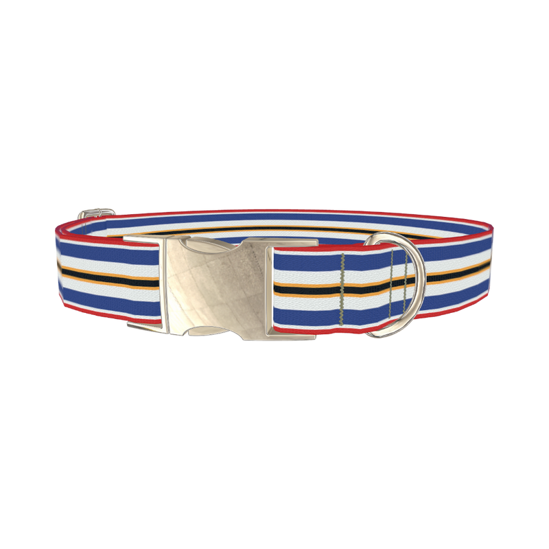 Patriotic Stripe Dog Collar - metal silver