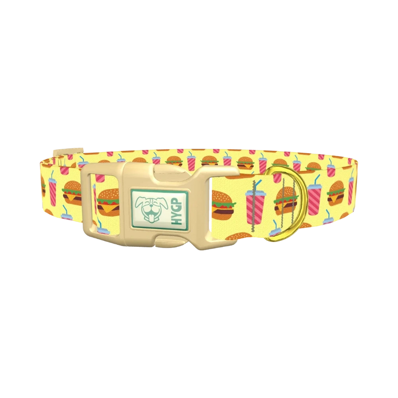 Burger and Shake Dog Collar - plastic gold