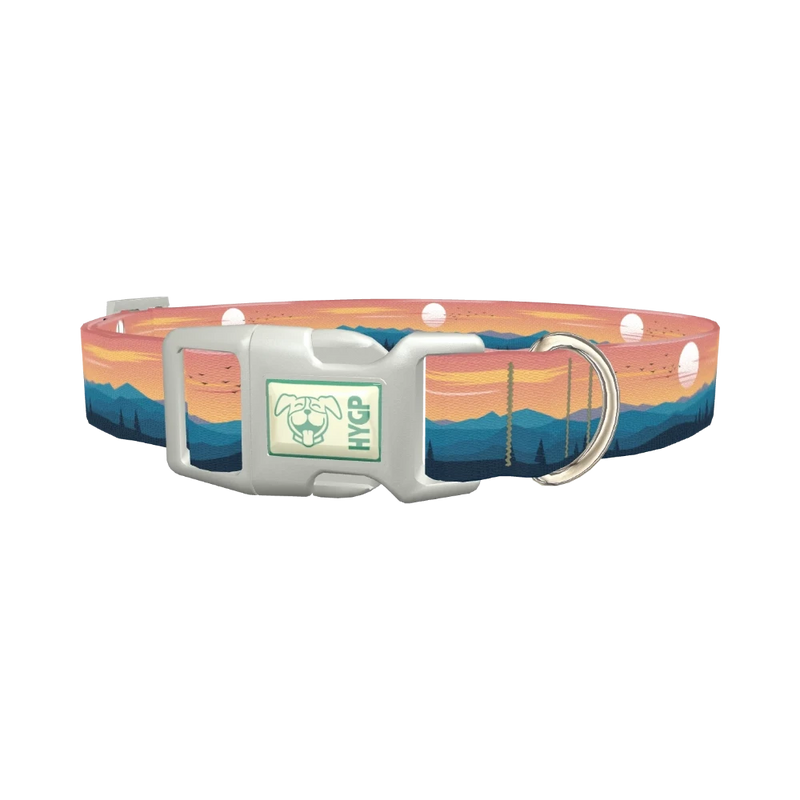 Mountain Sunset Dog Collar - plastic silver