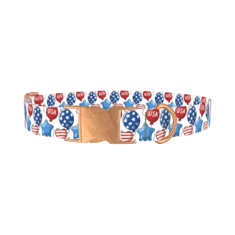 Patriotic Balloon Dog Collar - metal rose gold