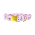 Pink Bow Design Dog Collar - metal gold