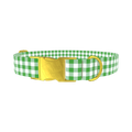 Green Plaid Dog Collar - metal rose gold