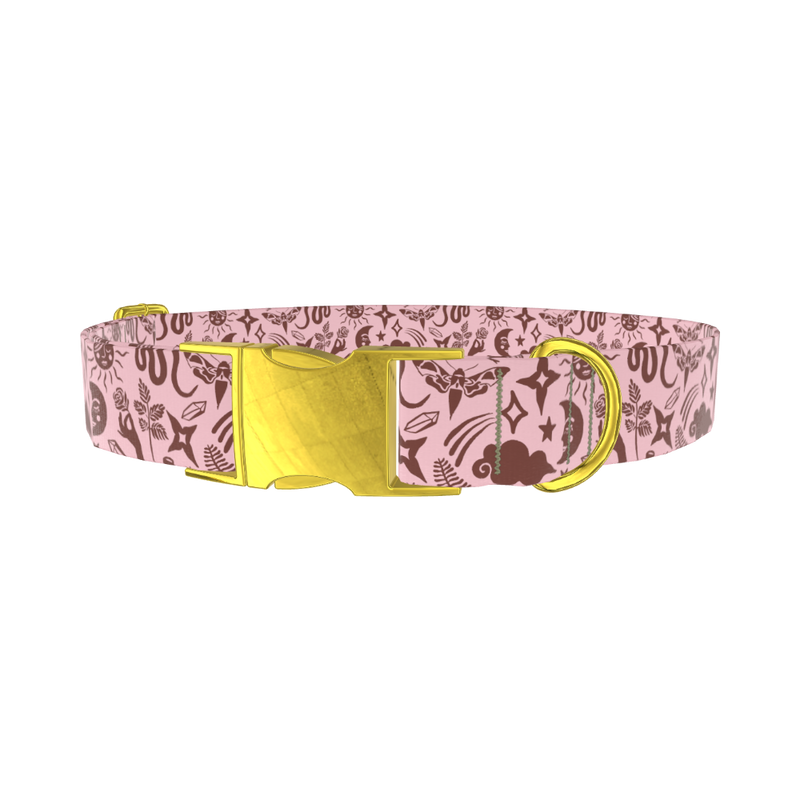 Mystical Nature Dog Collar - metal rose gold