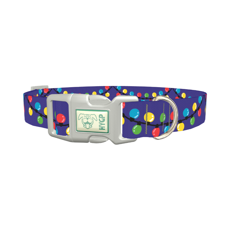Christmas Lights Dog Collar - plastic silver