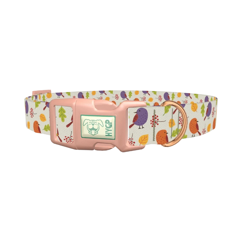 Autumn Bird Dog Collar - plastic rose gold