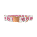 Pink Teddy Bear Dog Collar - metal rose gold