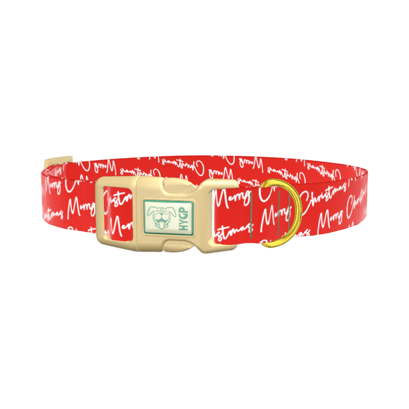 Christmas Script Dog Collar - plastic gold