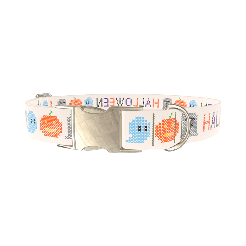 Halloween Embroidery Dog Collar - metal gold