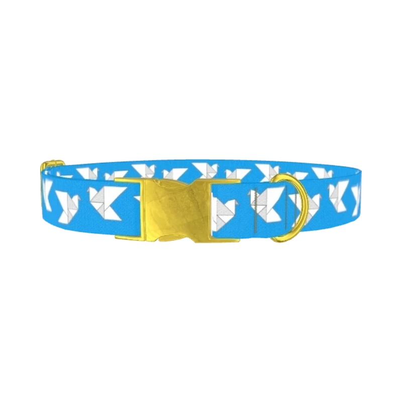 Origami Bird Dog Collar - metal gold