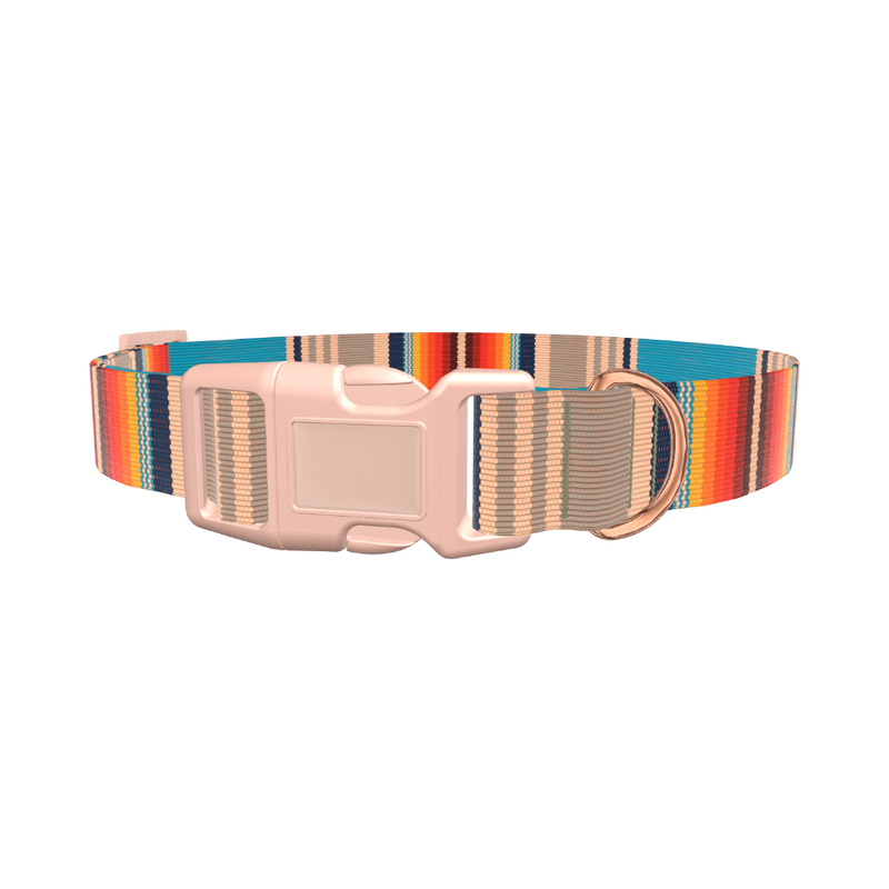 Striped Woven Dog Collar - plastic gold