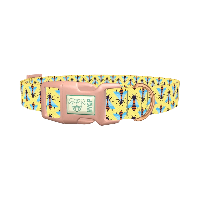Stylized Bee Dog Collar - plastic rose gold