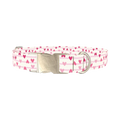 Striped Heart Dog Collar - metal silver