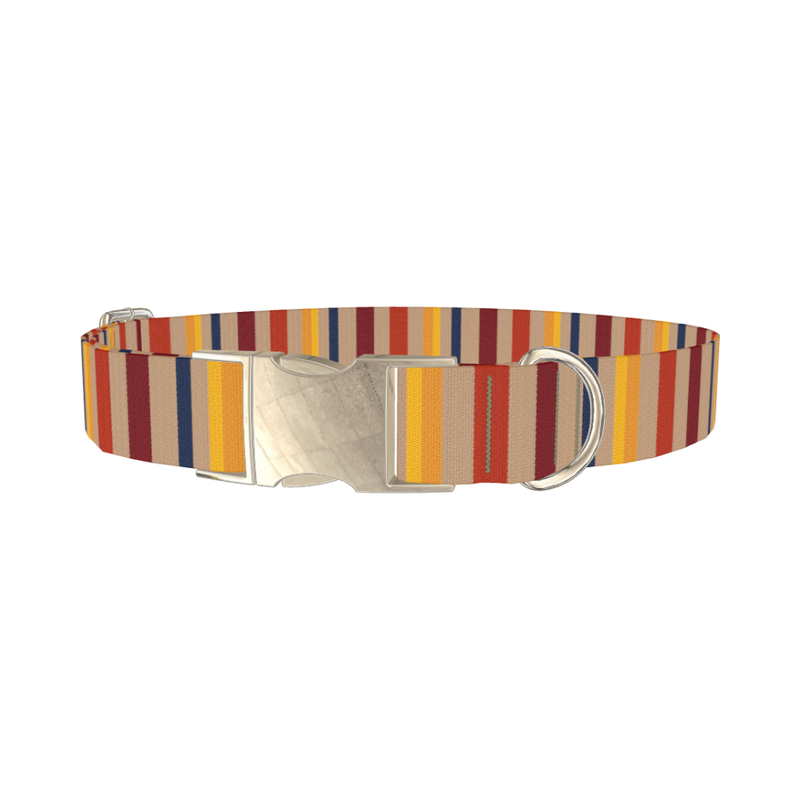 Hexagonal Stripe Dog Collar - metal silver