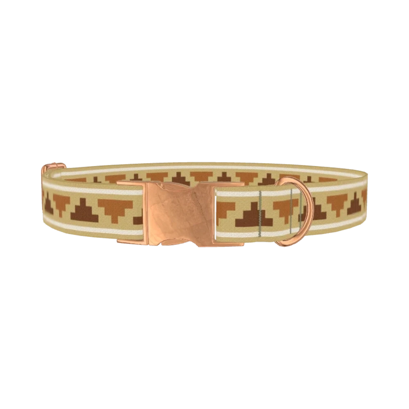 Sand Tribal Pattern Dog Collar - metal rose gold