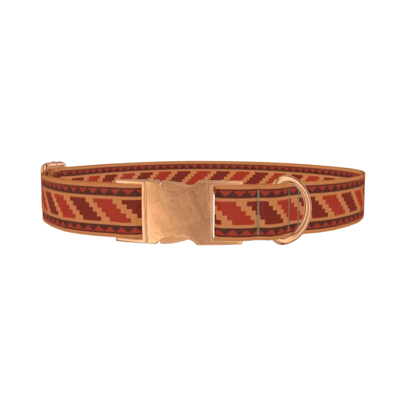 Terracotta Tribal Dog Collar - metal rose gold