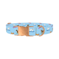 Surfing Dogs Blue Dog Collar - metal rose gold