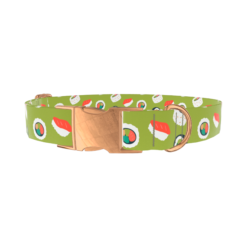 Sushi Pattern Dog Collar - metal rose gold