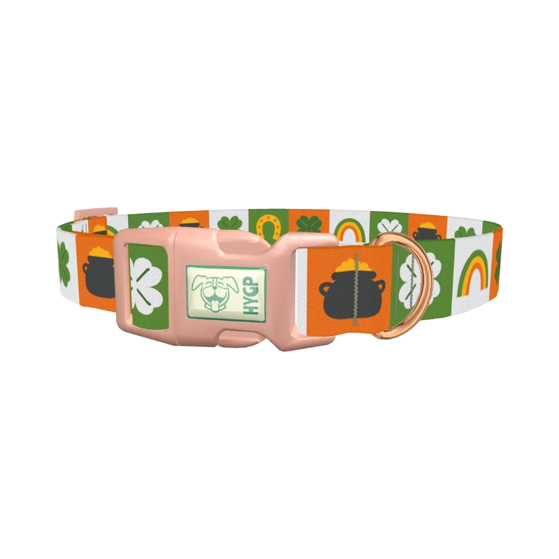 Rainbow Luck Dog Collar - plastic rose gold