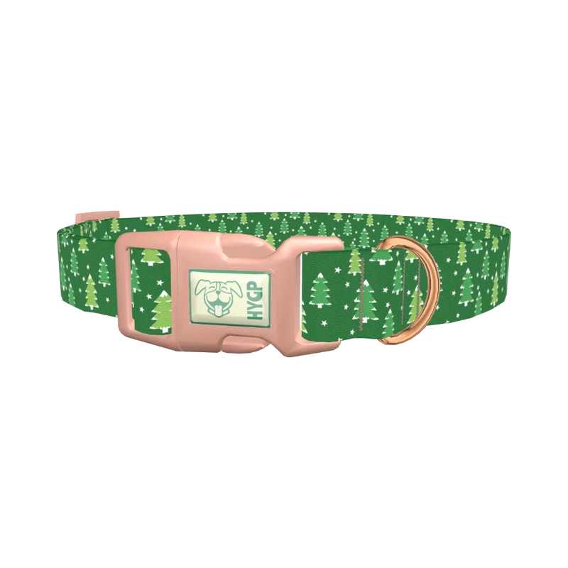 Christmas Evergreen Dog Collar - plastic rose gold