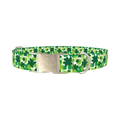 Green Clover Pattern 8870529237207 Dog Collar - metal silver
