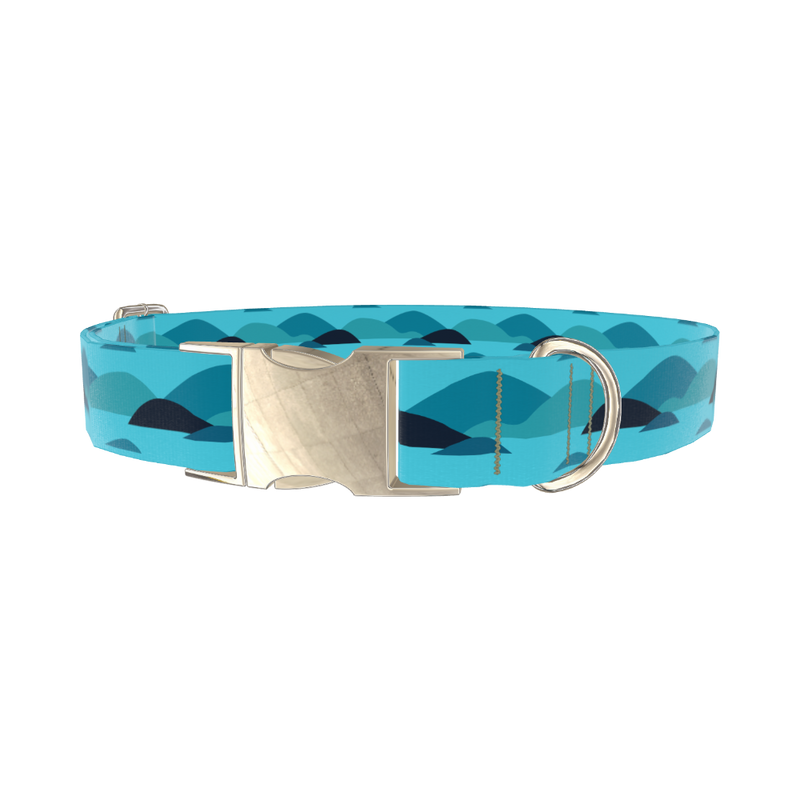 Abstract Landscape Dog Collar - metal silver
