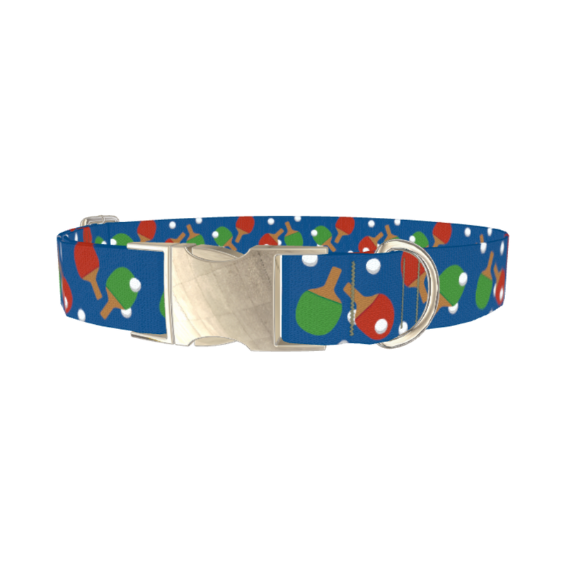 Ping Pong Paddle Dog Collar - metal silver