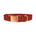 Rhombus Christmas Plaid Dog Collar - metal rose gold