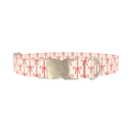 Red Ribbon Bow Dog Collar - metal silver