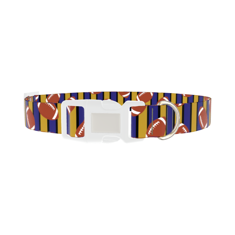 Striped Football 8870462849239 Dog Collar - plastic silver