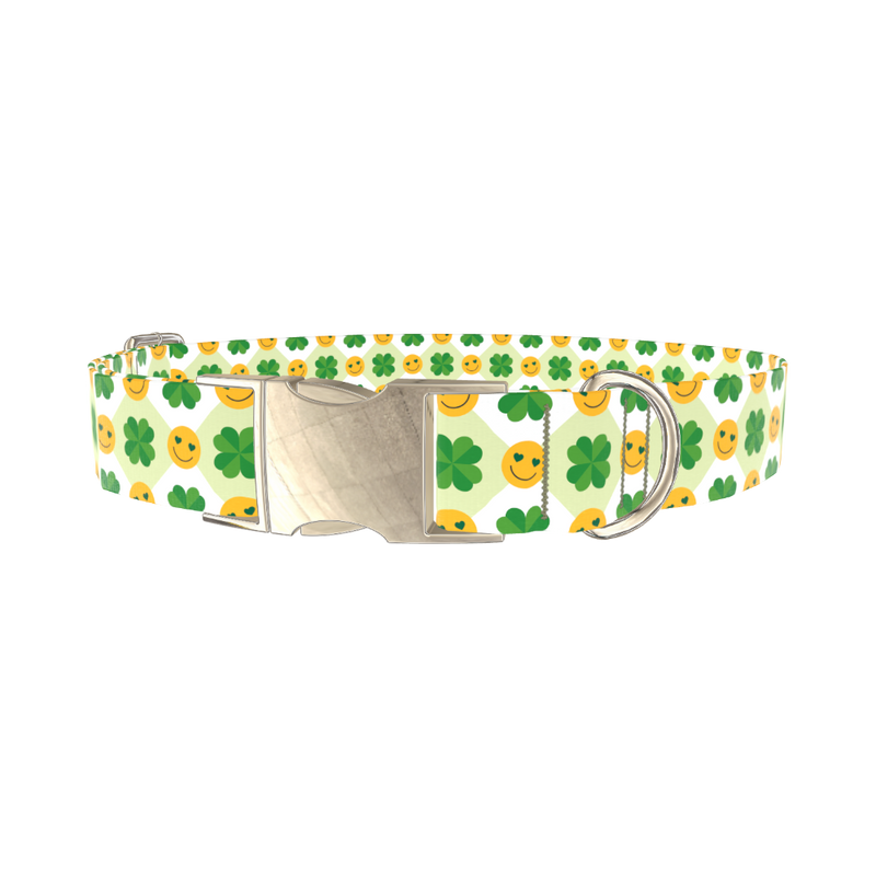 St. Patrick's Smiley Dog Collar - metal gold