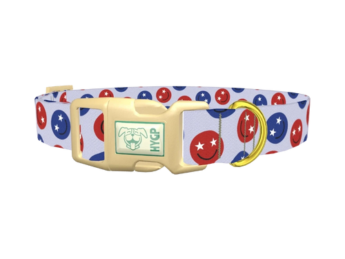 Patriotic Smiley Dog Collar