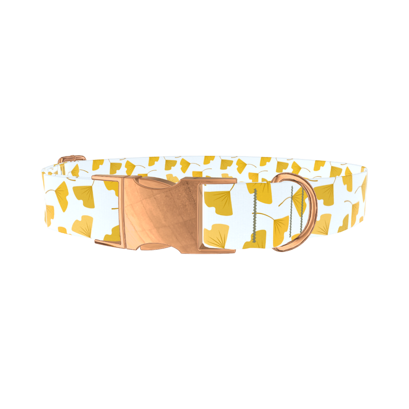 Floral Leaf Dog Collar - metal rose gold