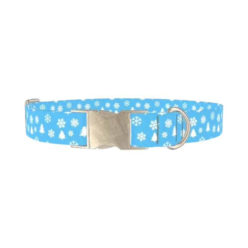 Winter Snowflake Dog Collar - metal silver