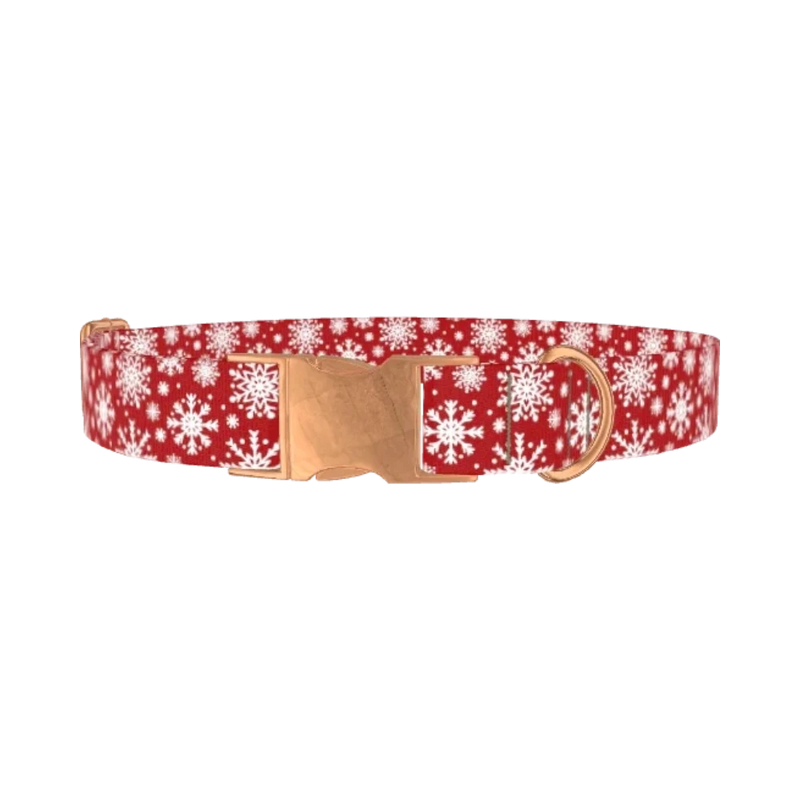 Festive Snowflake Dog Collar - metal rose gold
