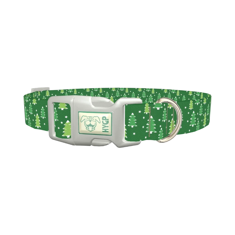 Christmas Evergreen Dog Collar - plastic silver